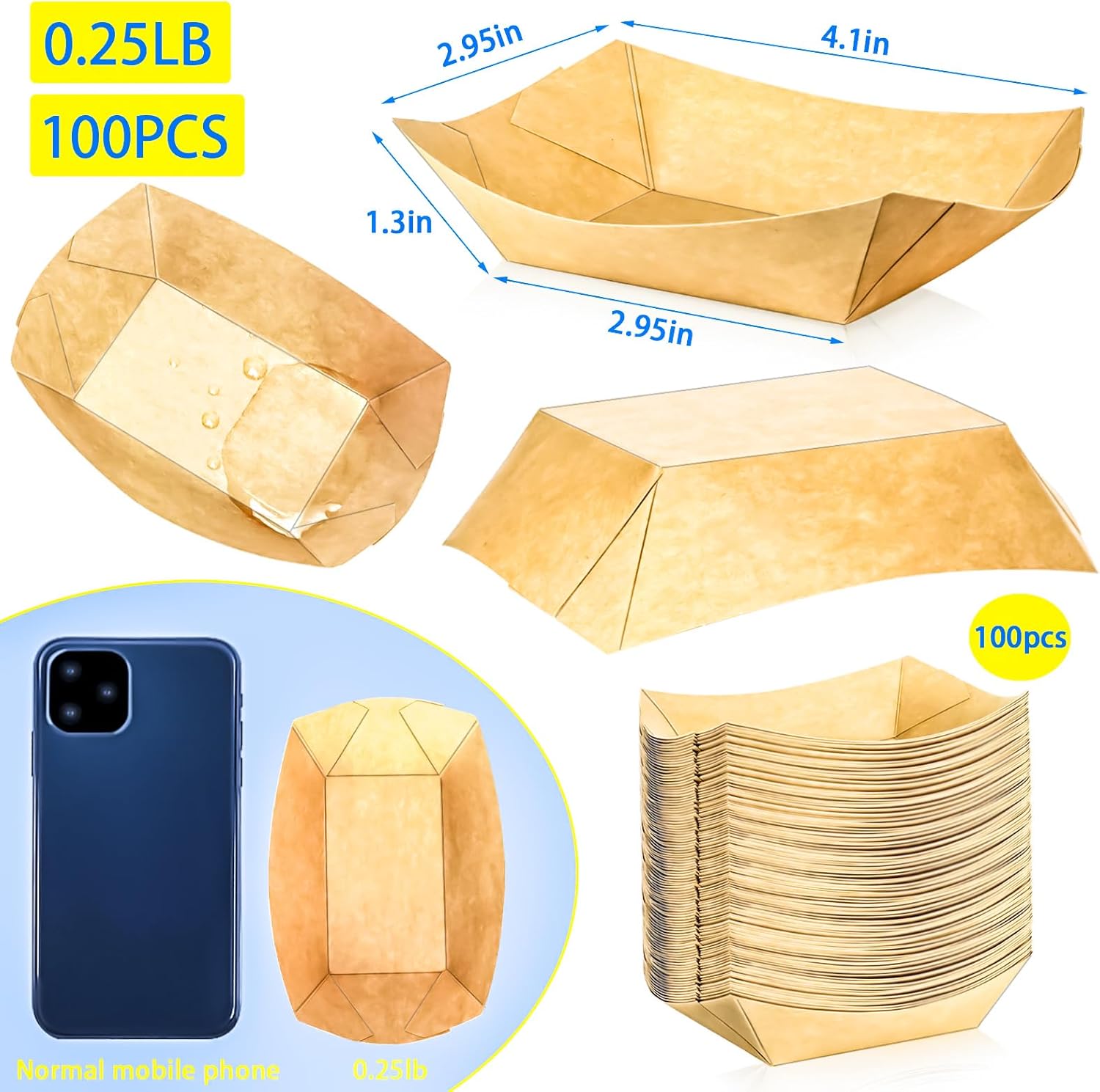 100 Pack 1/4Lb Paper Food Boat – Food Snacks Images recenzja i cena