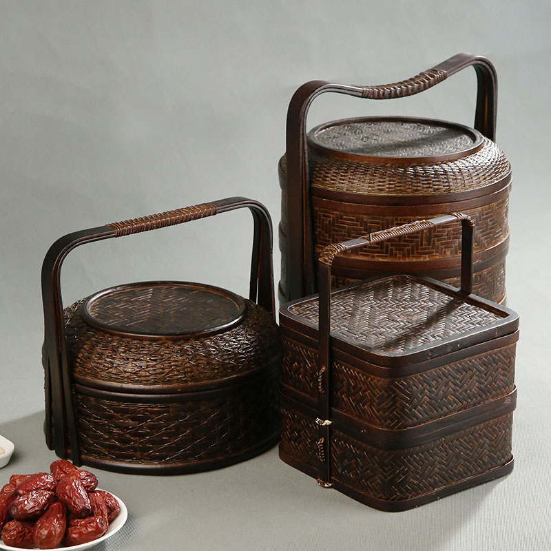 Bamboo Picnic Basket with Lid  – Food Snacks Hamper recenzja i cena