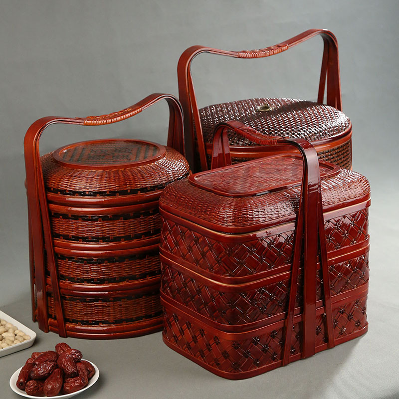 Bamboo Picnic Basket with Lid  – Food Snacks Hamper recenzja i cena
